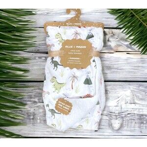 Ollie + Mason Dinosaur Baby Blanket Sherpa on Reverse 30x40 Polyester Plush NEW